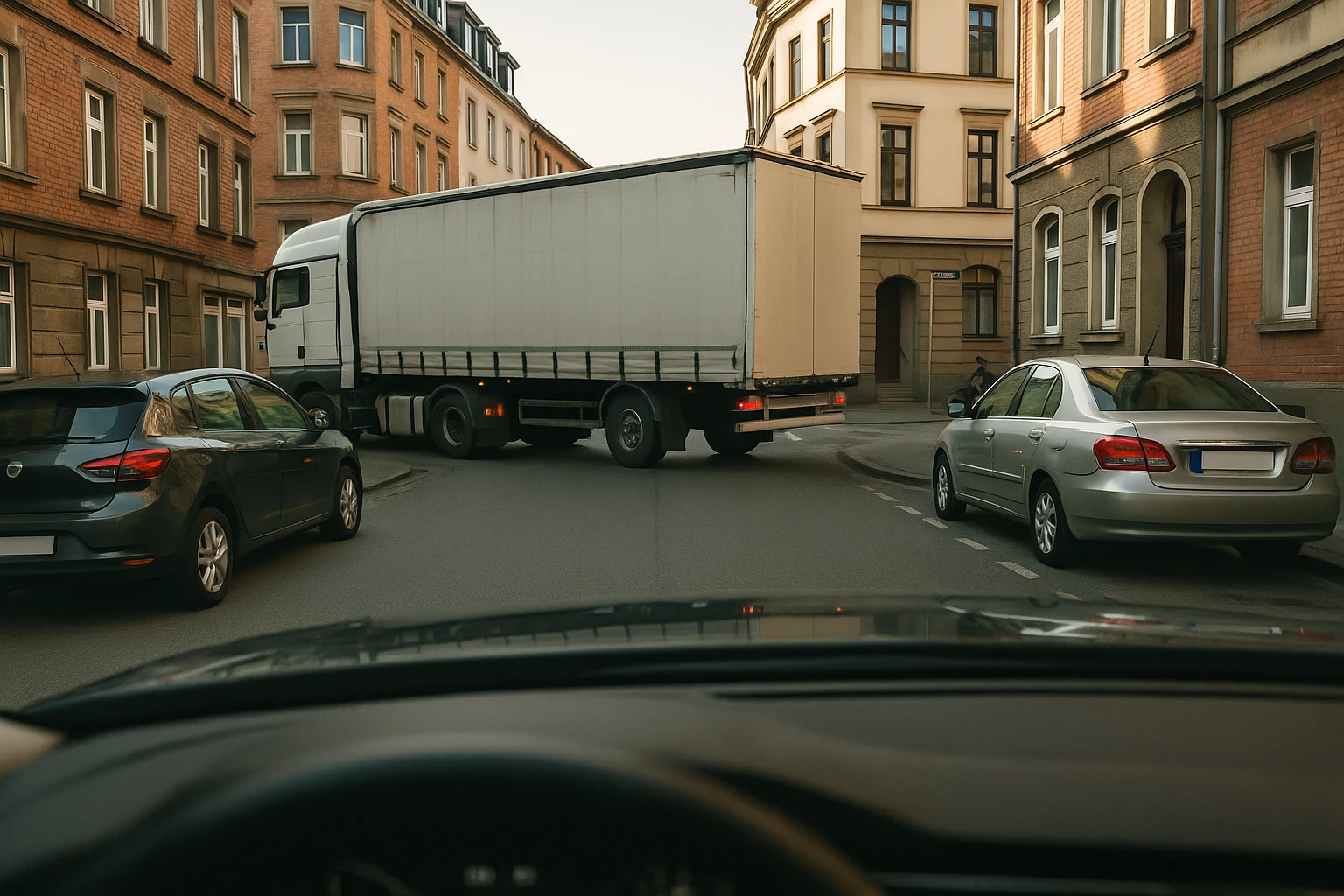 Womit Müssen Sie Rechnen Wenn Vor Ihnen Ein Lastzug in Eine Enge Straße Nach Rechts Abbiegen Will