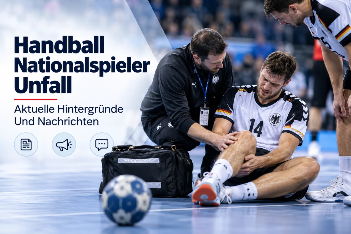 Verletzter Handball-Nationalspieler wird nach einem Unfall auf dem Spielfeld medizinisch versorgt.
