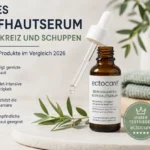Bestes Kopfhautserum gegen Juckreiz und Schuppen mit Pipettenflasche in natürlicher Umgebung.
